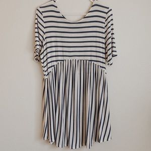 PinkBlush Striped Cross Back Peplum Maternity Top